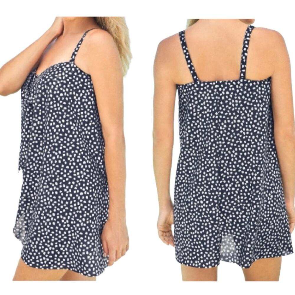 Swimsuits for All Size 16 NWT Mesh Drape One Piece Navy Metallic Silver